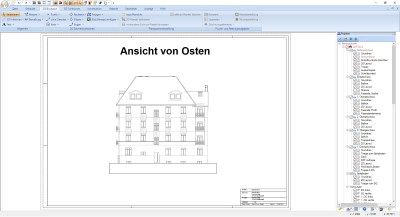 2D Ansicht von Außen mit Blattrahmen